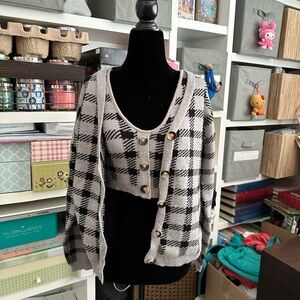 Fashion Nova Black and Gray Cardigan Sweater